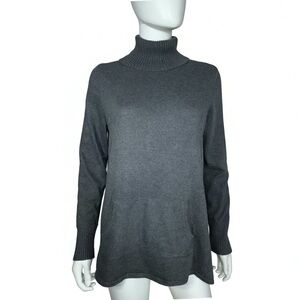 Liz Claiborne Women’s Gray Turtleneck Kangaroo Pocket Sweater
